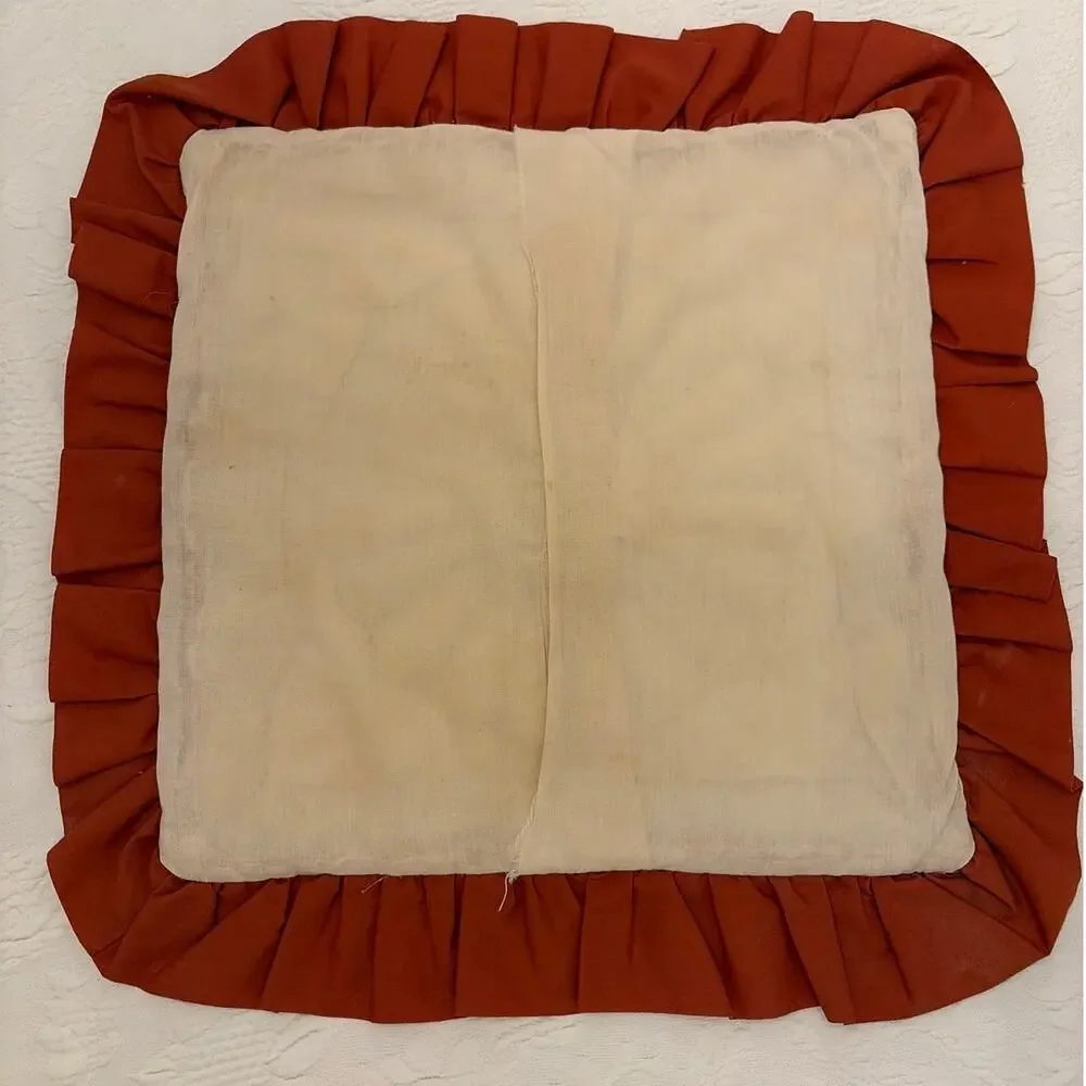 Vintage Handmade Dresden Plate Quilted Pillow Cover Sham 20 x 20 Ruffle READ